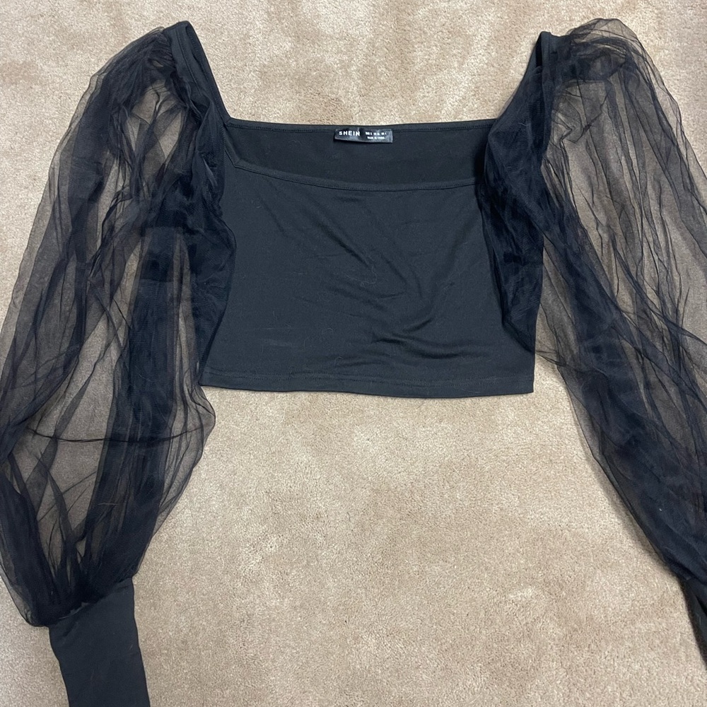 Elegant Black Sheer Sleeve Top